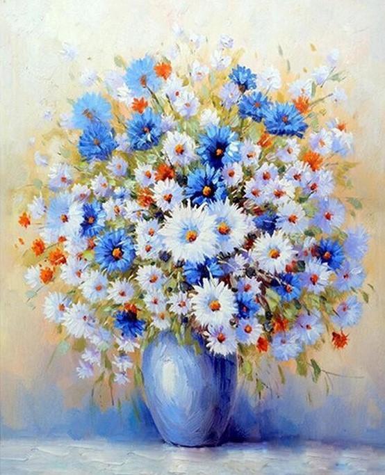 paintingnumberart Blue Gypsophila – Flowers Paint By Number