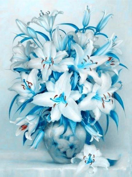 paintingnumberart Blue Heart Lily Flower – Flowers Paint By Number