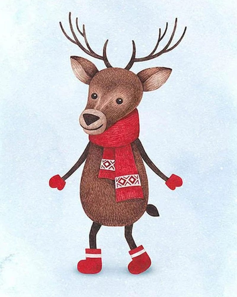 paintingnumberart Brown Christmas Elk–Paint By Number