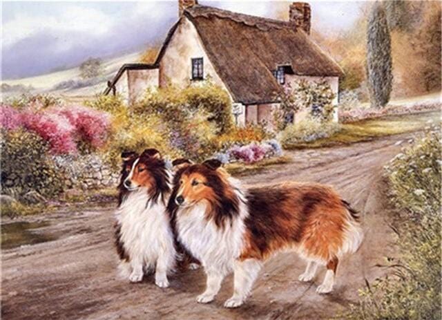 paintingnumberart Cabin Dogs – Animals Paint By Number