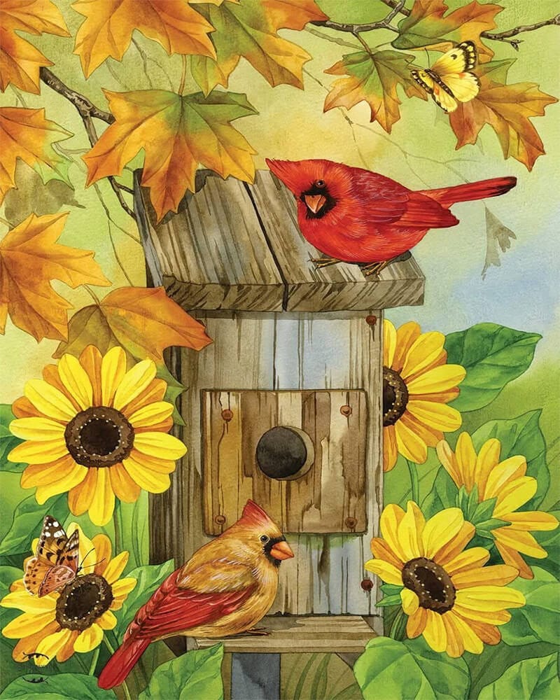 paintingnumberart Cardinals & Sunflowers-Paint by Numbers Kit