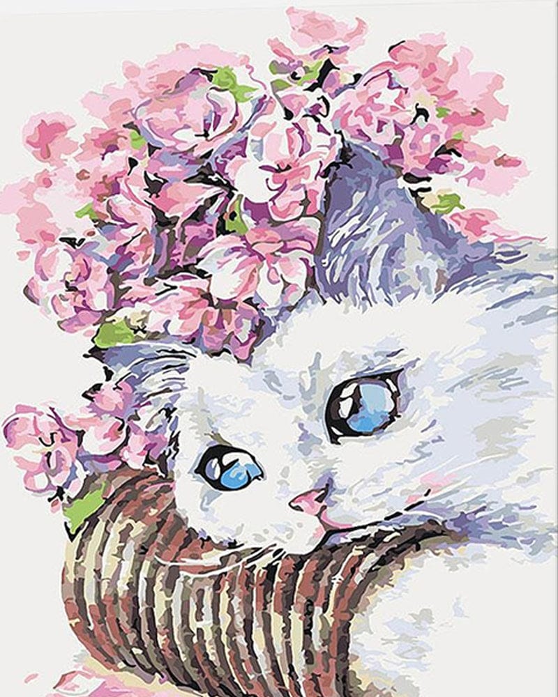 paintingnumberart Cat and Flowers-Paint by number kit