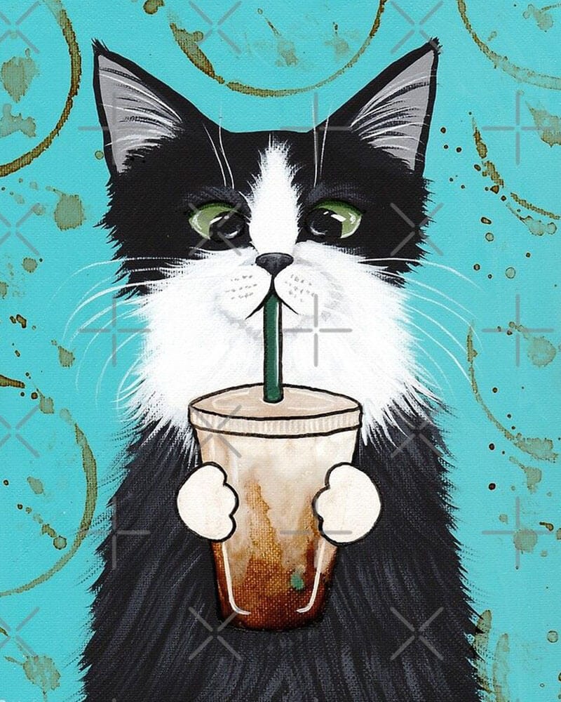 paintingnumberart Cat drinking milk tea-Paint by Numbers Kit
