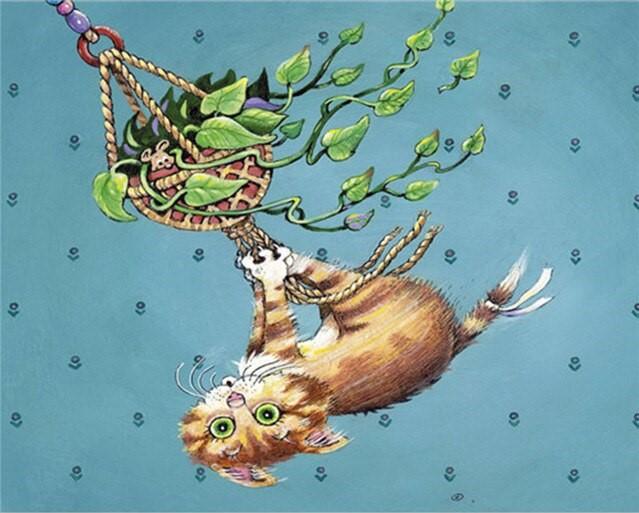 paintingnumberart Cat In a Swing – Animals Paint By Number