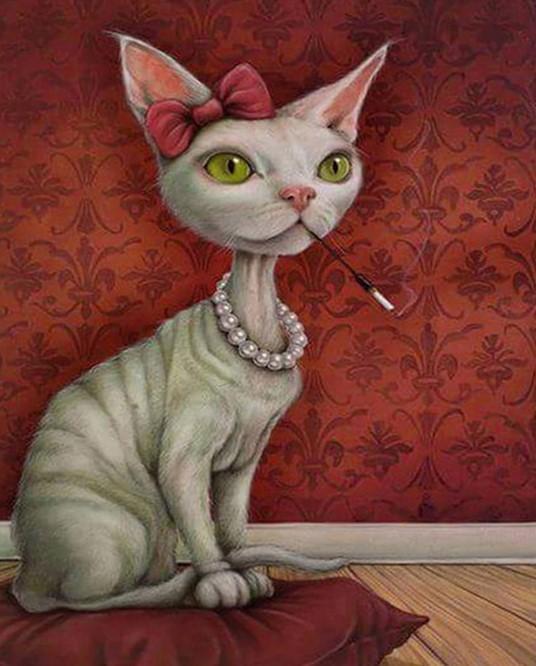paintingnumberart Cat Smoking – Animals Paint By Number