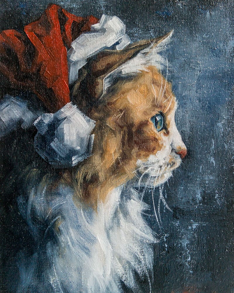 paintingnumberart Christmas cat-Paint by Numbers Kit