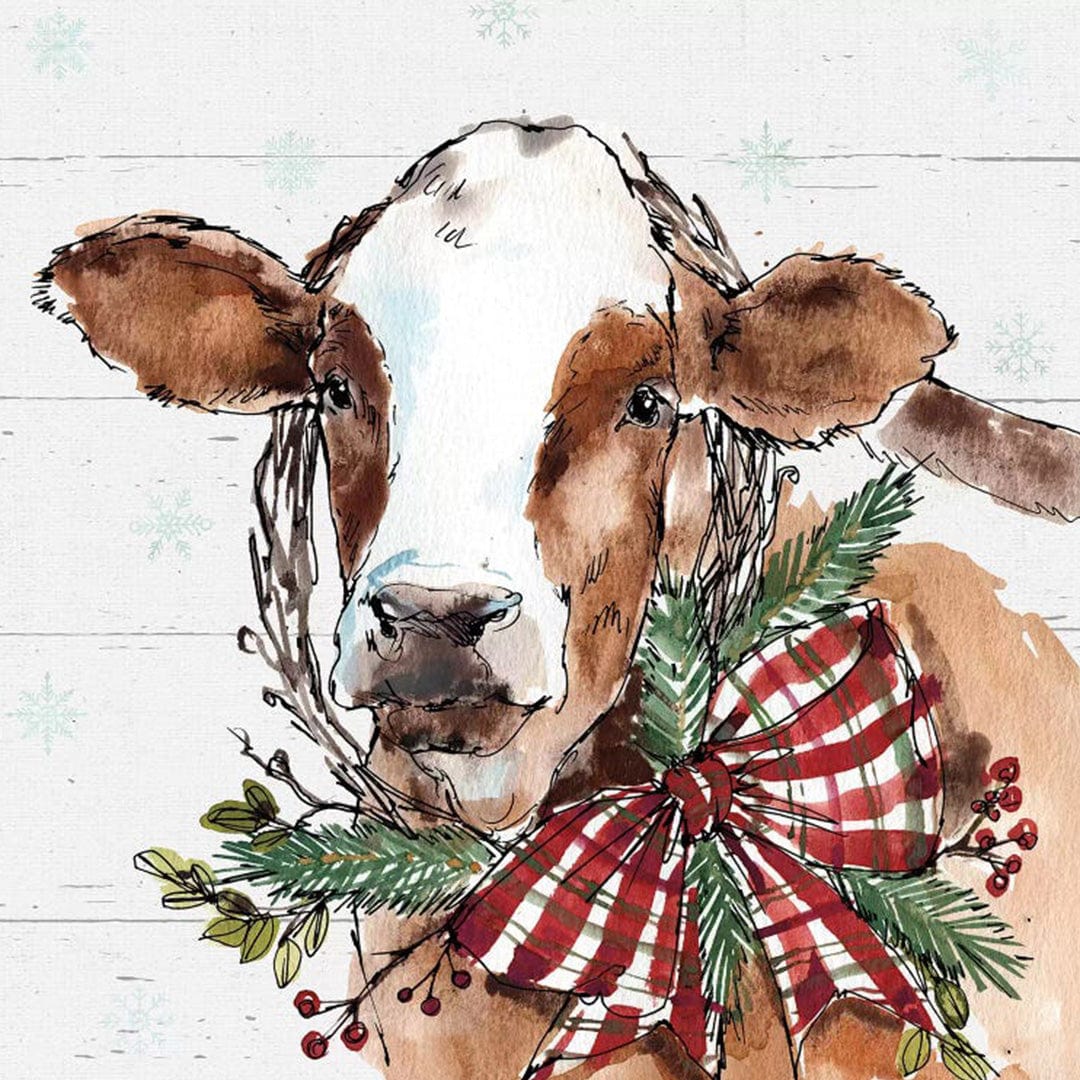 paintingnumberart Christmas Cow-Mini DIY Paint by Numbers Kit