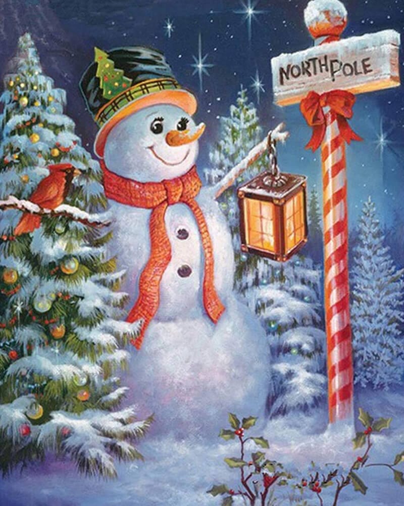 paintingnumberart Christmas Snowman VI-Paint by Numbers Kit