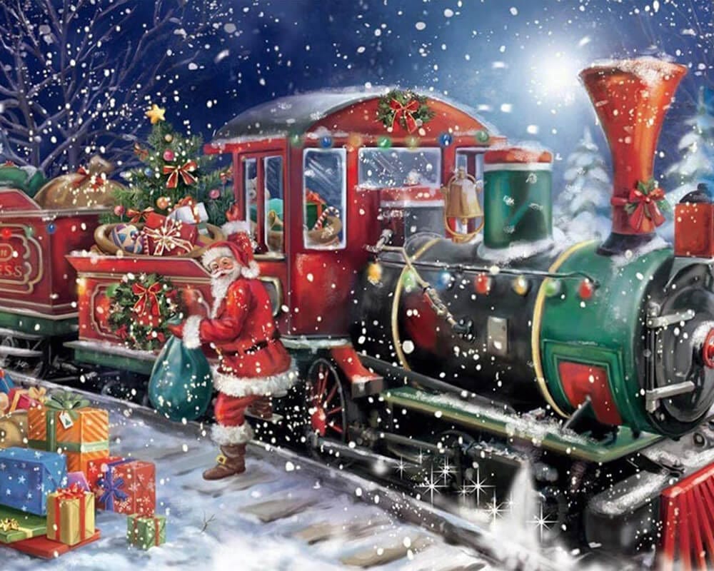 paintingnumberart Christmas train -Paint by Numbers Kit