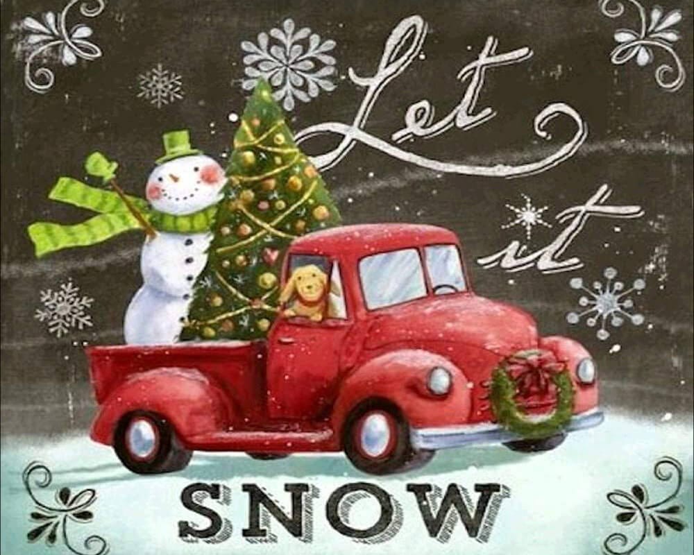 paintingnumberart Christmas Tree & Snowman & Car-Paint by Numbers Kit