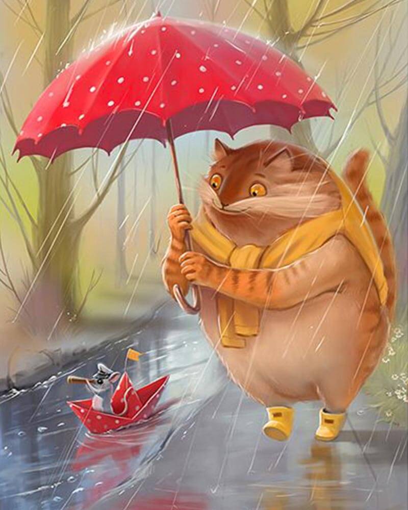 paintingnumberart Chubby orange umbrella-Paint by Numbers Kit