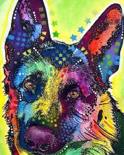 paintingnumberart Colorful German Shepherd Dog – Animals Paint By Number