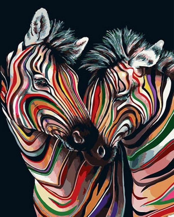 paintingnumberart Colorful Zebra Couple – Animals Paint By Number