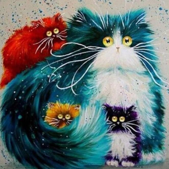 paintingnumberart Colourful Cats – Animals Paint By Number