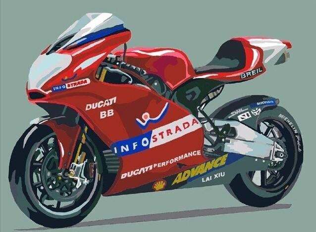 paintingnumberart Cool Red Moto – Engines Paint By Number