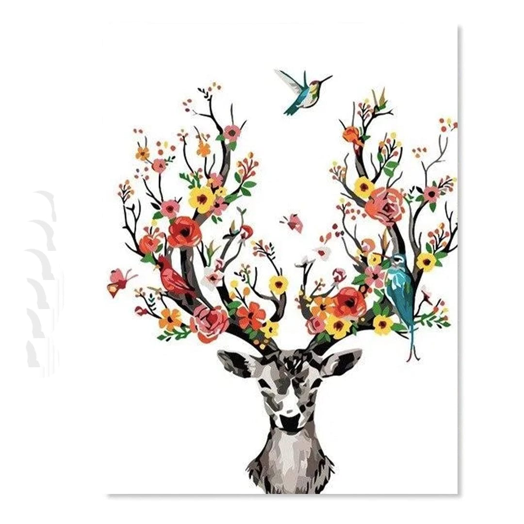 paintingnumberart Deer Floral Antlers – Animals Paint By Number