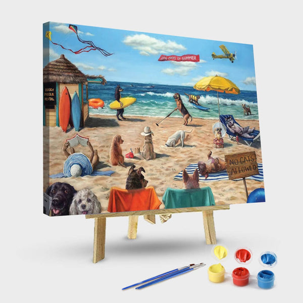 paintingnumberart Dog Beach-Paint by Numbers Kit