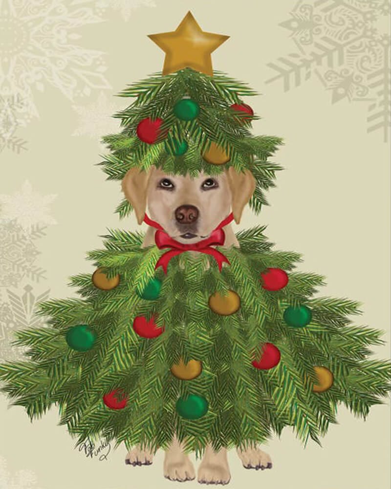 paintingnumberart Dog Christmas Tree Costume Ⅱ-Paint by Numbers Kit