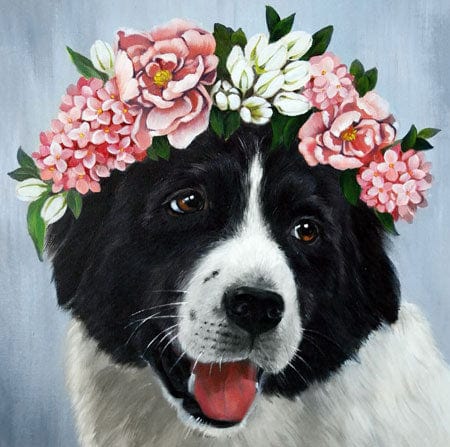 paintingnumberart Dog with Flowers – Animals Paint By Number