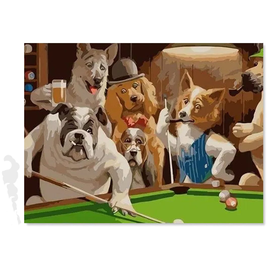 paintingnumberart Dogs Playing Pool – Animals Paint By Number