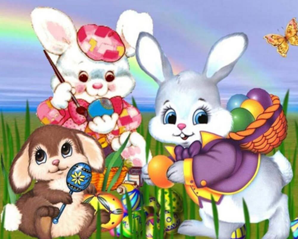 paintingnumberart Easter-Bunny and Eggs – Paint By Numbers Kit