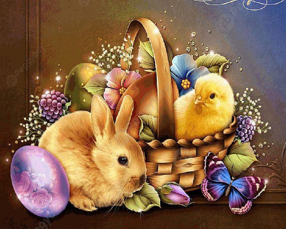 paintingnumberart Easter Chick Rabbit – Paint By Numbers Kit