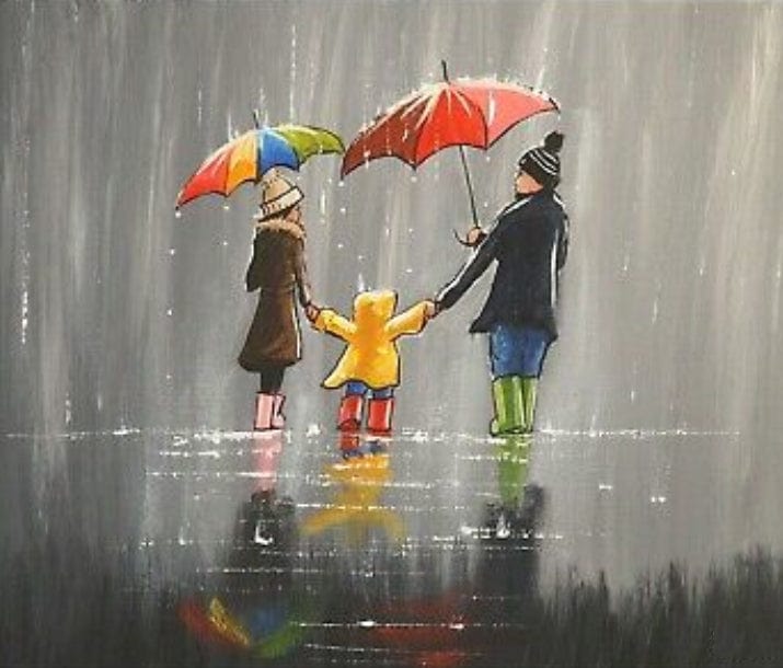 paintingnumberart Family in the rain– Paint by number kit