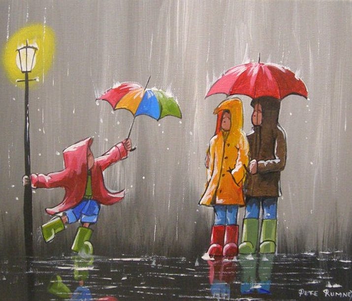 paintingnumberart Family in the rain-Paint by Numbers Kit