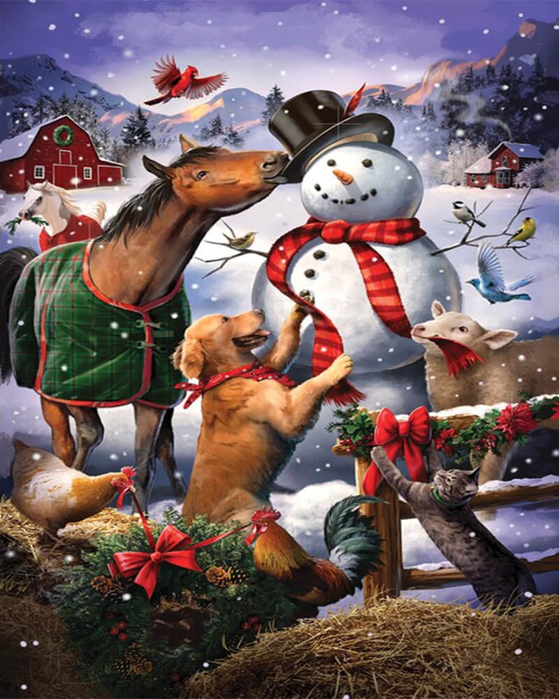 paintingnumberart Farmyard Snowman-Paint by Numbers Kit