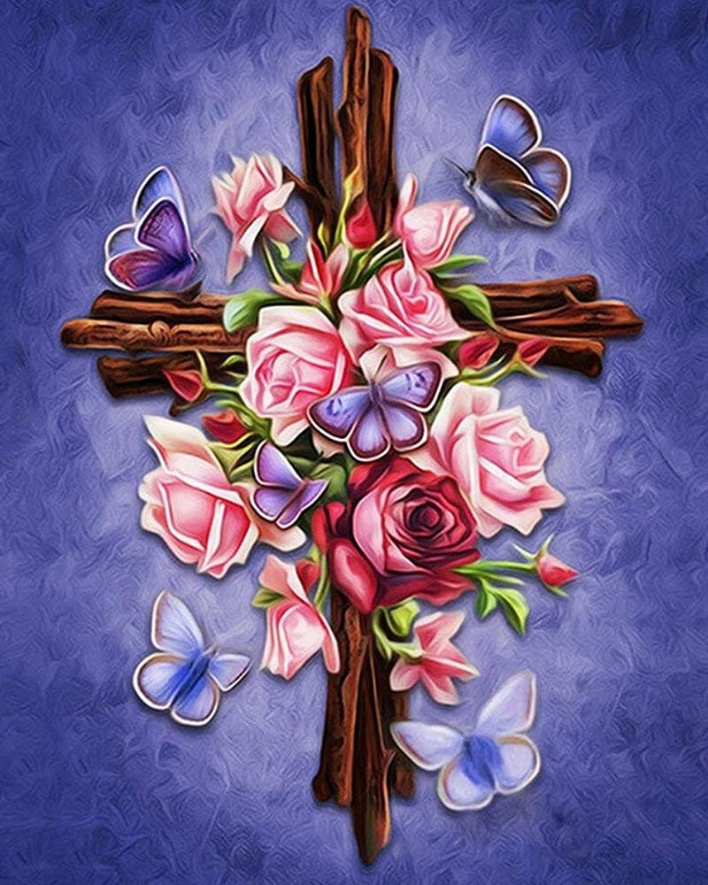 paintingnumberart Flower on the cross-Paint by Numbers Kit