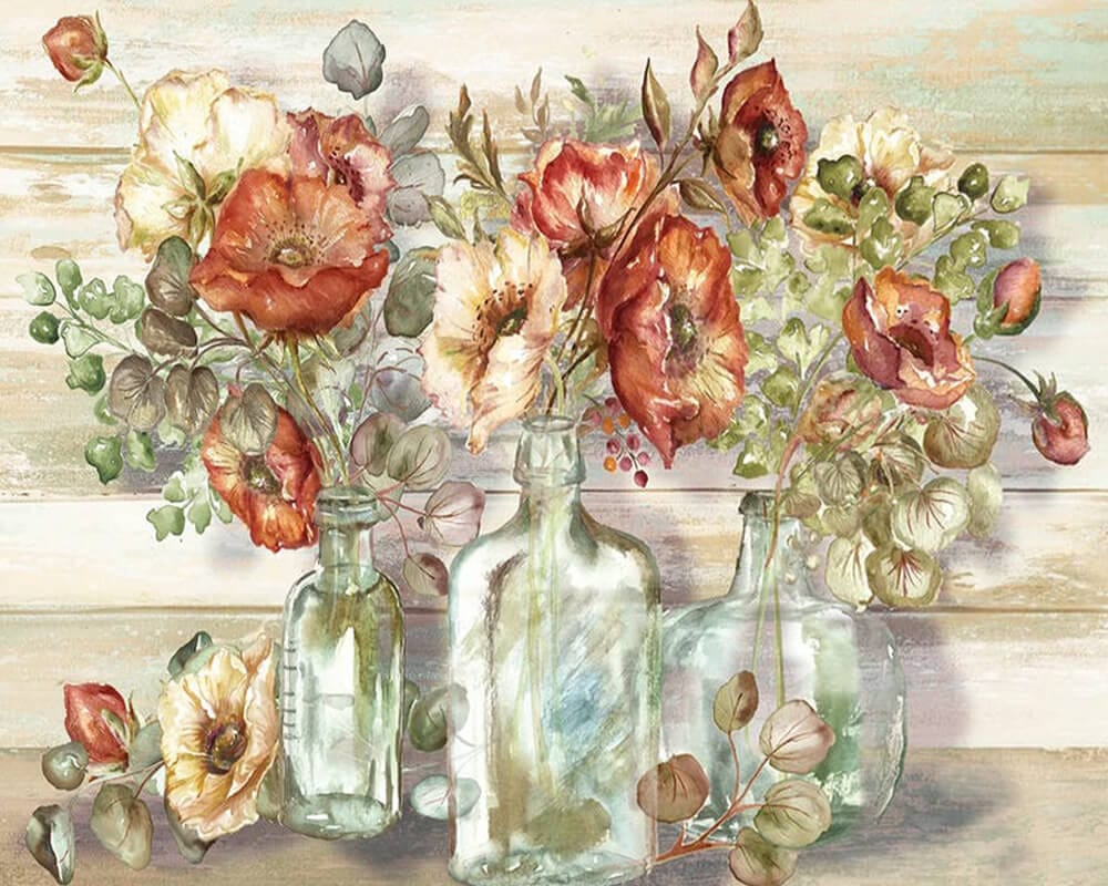 paintingnumberart Flowers and Eucalyptus In Bottles-Paint by Numbers Kit