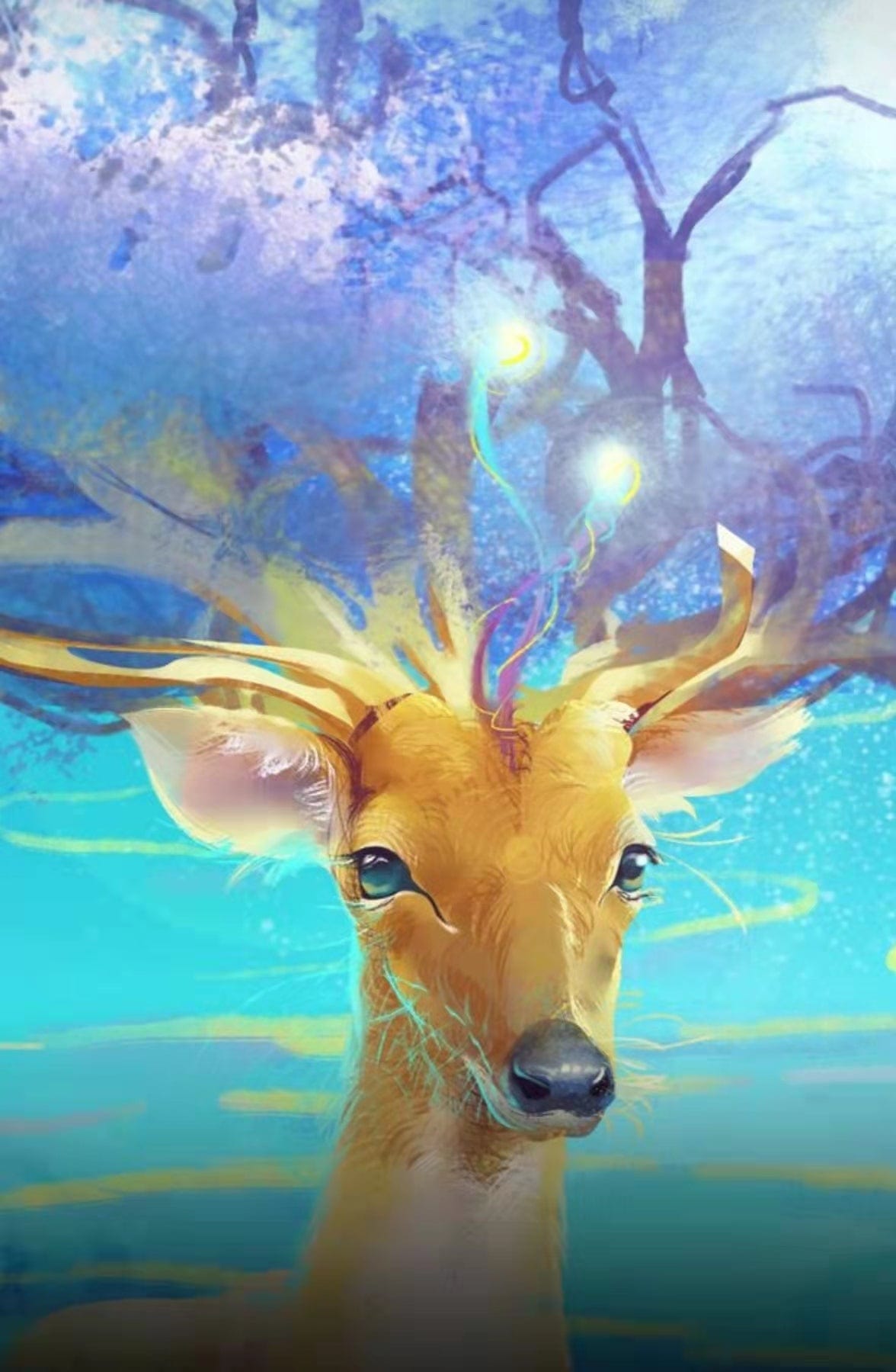 paintingnumberart Forest Light White Deer 1– Animals Paint By Number