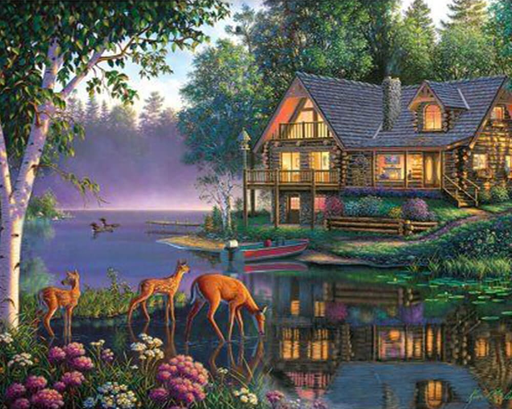 paintingnumberart Forest Lodge-Paint by Numbers Kit