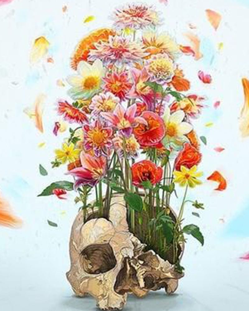 paintingnumberart Garden Roses Skull-Paint by Numbers Kit