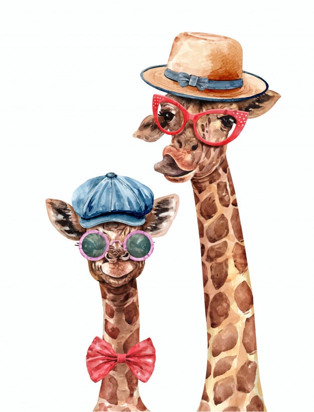 paintingnumberart Giraffe and Baby Wearing – Animals Paint By Numbers