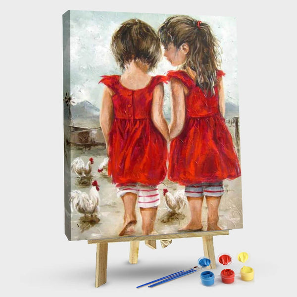 paintingnumberart Girls telling secrets-Paint by Numbers Kit