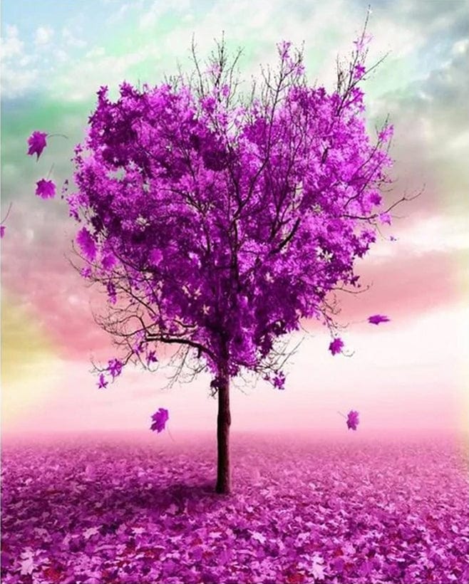 paintingnumberart HEART BOUGAINVILLEA TREE– Flowers Paint By Numbers