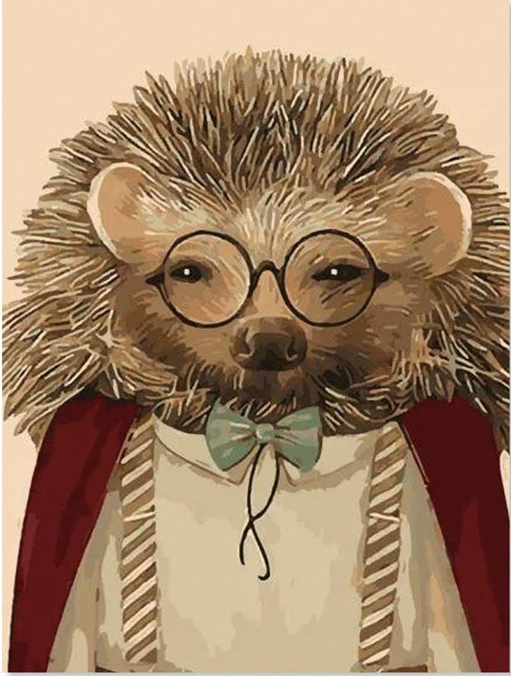 paintingnumberart Hedgehog With Glasses – Animals Paint By Number