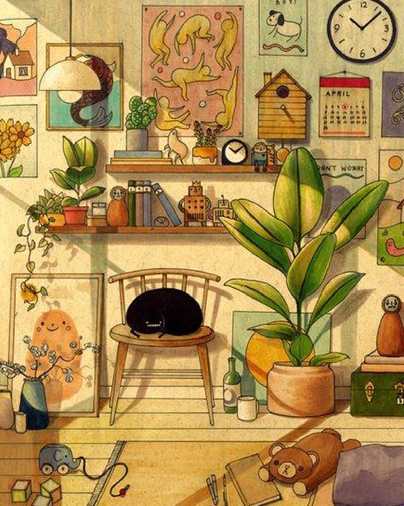 paintingnumberart Home / Animal / Cat Afternoon Sun-Paint by Numbers Kit