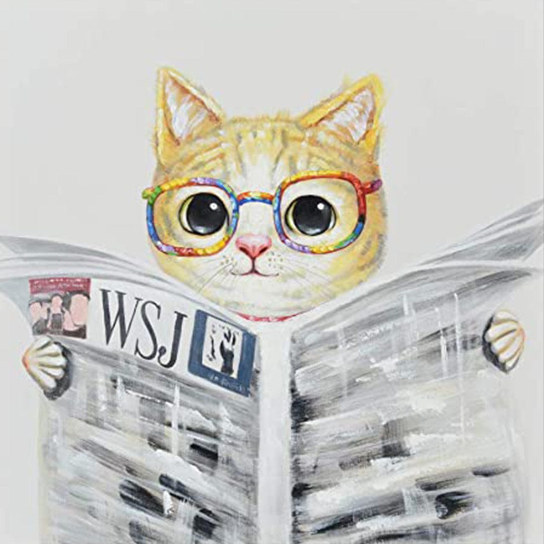 paintingnumberart Kitten Reading Newspaper-Mini DIY Paint by Numbers Kit