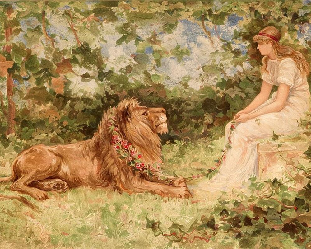 paintingnumberart Lady and Her Lion – People Paint By Number