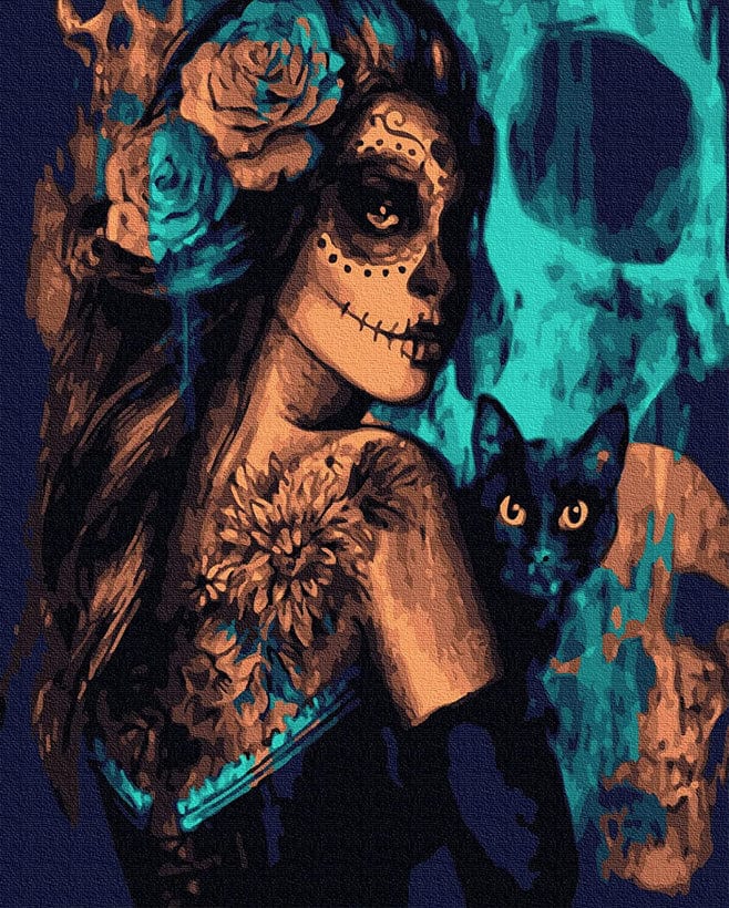 paintingnumberart Magic girl and cat-Paint by Numbers Kit