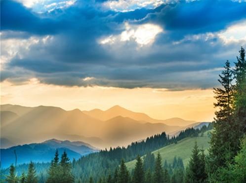 paintingnumberart Mountains Sunbeam – Landscape Paint By Number