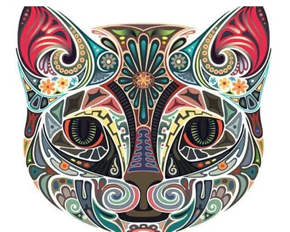 paintingnumberart Ornamental Cat Colored – Animals Paint By Number