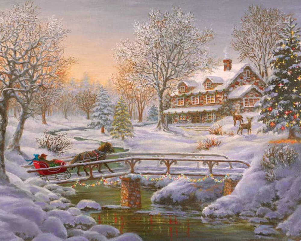 paintingnumberart Over The Bridge To Grandma’s House-Paint by Numbers Kit