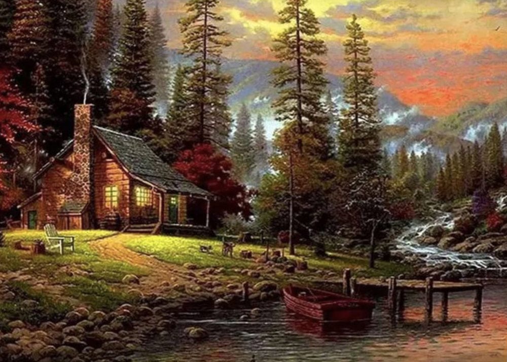 paintingnumberart Paint By Numbers Kit – A House near River and Hills