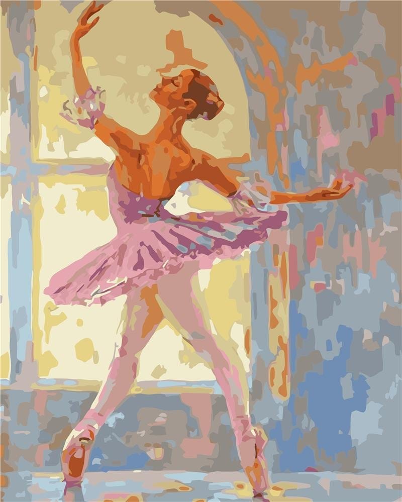 paintingnumberart Paint By Numbers Kit-Ballerina in pink clothes