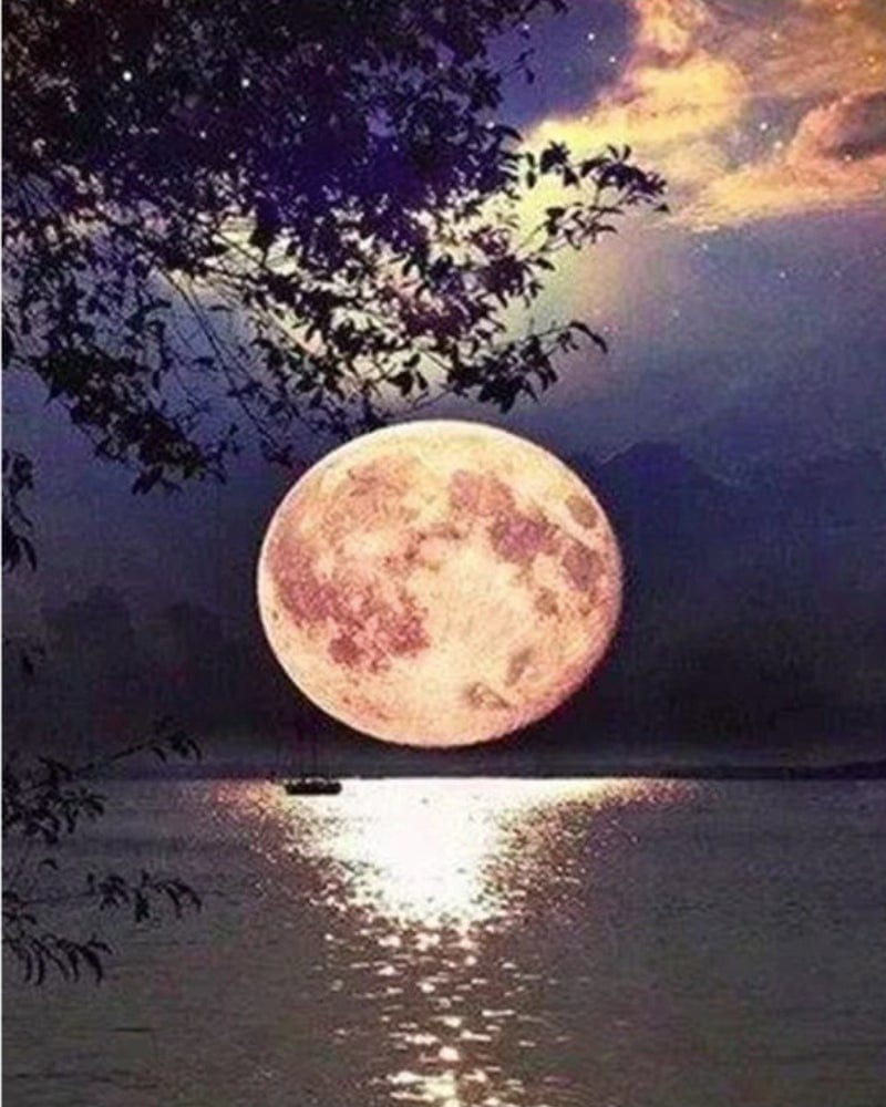 paintingnumberart Paint By Numbers Kit – Beautiful Full Moon on Lake