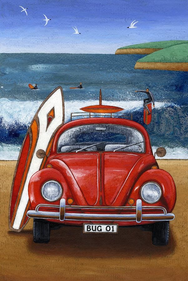paintingnumberart Paint By Numbers Kit – Car beach and surfboard