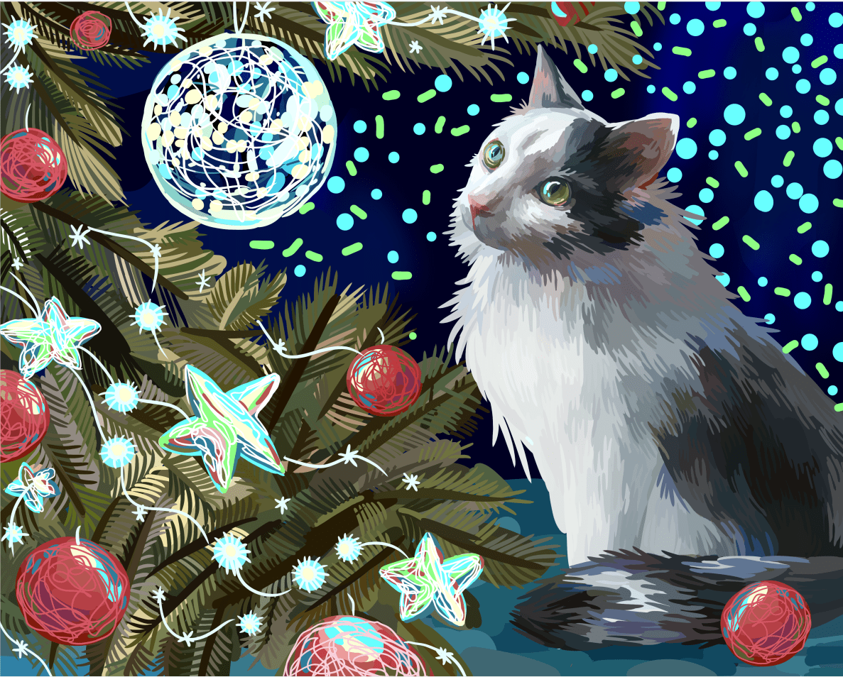 paintingnumberart Paint By Numbers Kit – Cat and Christmas
